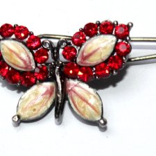 RUBINOWY motylek ozdobna  spinka do włosów