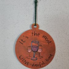 BOMBKA - ręcznie malowana na sklejce - wino - 8cm