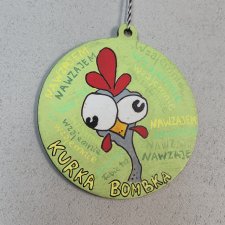 BOMBKA - ręcznie malowana na sklejce - KURKA BOMBKA - 8cm