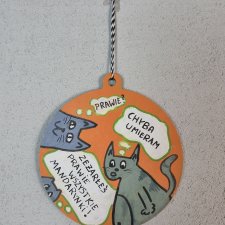 BOMBKA - ręcznie malowana na sklejce - KOTKI - 8cm