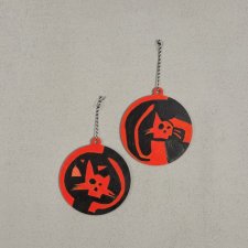 ZESTAW BOMBEK - ręcznie malowana na sklejce - KOTKI NEON - 8cm