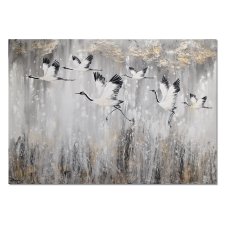 Żurawie 25 ptaki obraz do salonu malowany na płótnie