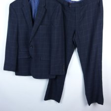 F&F elegancki granatowy garnitur w kratę / 42R - L