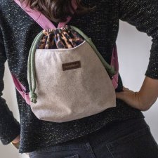 Brązowo-beżowy workoplecak mini panterka