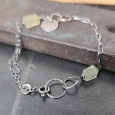 Frenit . Srebrna bransoletka.