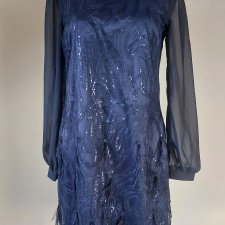 Irlandzka sukienka w  stylu retro cekiny pióra  M