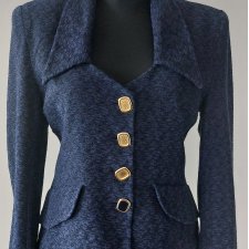 Vintage  Minge Collection granatowy żakiet taliowany S