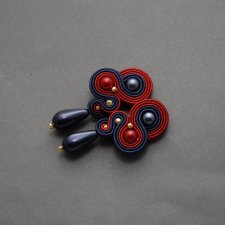 granatowo-czerwone klipsy sutasz