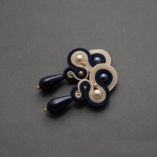 granatowo-kremowe klipsy sutasz