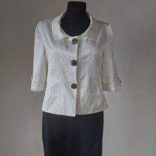 Żakiet  z kokardą ecru retro styl  L