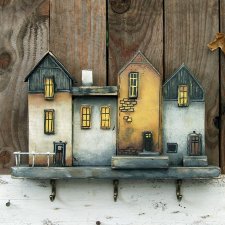 Drewniany wieszak na klucze - Cztery Kamienice