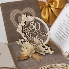 50 rocznica ślubu, złote gody, exploding box, kartka 3d