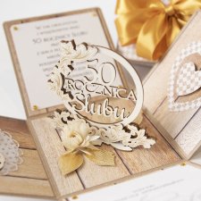 50 rocznica ślubu, złote gody, exploding box, kartka 3d