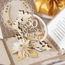 50 rocznica ślubu, złote gody, exploding box, kartka 3d