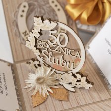 50 rocznica ślubu, złote gody, exploding box, kartka 3d