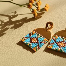 Turkusowa plecionka - kolczyki z koralików