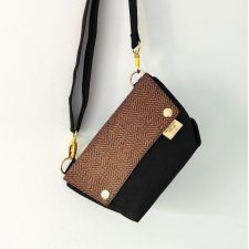 Torebka L E A Orange&Black-mini torebka nubuk/tkanina pleciona