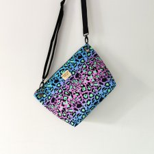 Torebka R U T H Neon Leopard Print-welurowa torebka midi