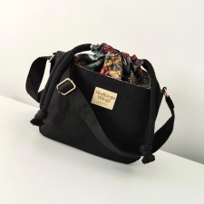 Torebka SOFIA Vintage Forest - mała czarna torebka z kominem z nubuku