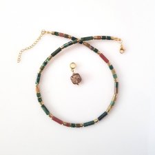 Naszyjnik z Agatem Indyjskim v Ciemny Krótki