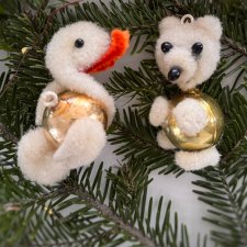 Ozdoby choinkowe z PRL ręcznie robione