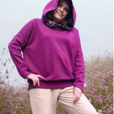 BLUZA OVERSIZE AMARANTOWA Z KAPTUREM