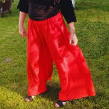 SZEROKIE LNIANE SPODNIE SUNSET RED