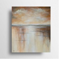 Pejzaż w brązach,złocie i pomarańczach-obraz akrylowy