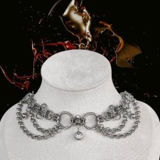 Choker chainmaille z piercingiem O-ring stal chirurgiczna goth alternative