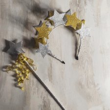 Opaska z gwiazdami galaktyka , srebrna korona , błyszcząca ozdoba świąteczna na głowę