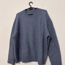 Sweter damski niebieski miękki, ciepły, prążkowany, oversize XXXL / 46 / 18·Bardzo dobry·Top Vintage