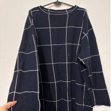Sweter Ulla Popken, granatowy w kratę, oversize 7XL / 54 / 26·Bardzo dobry·Ulla Popken