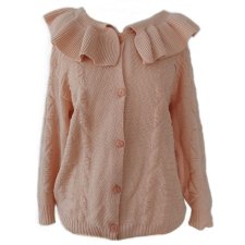 Kardigan vintage z falbanowym kołnierzem