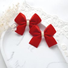 Spinki do włosów świąteczne kokardki czerwone WELUROWE SW11