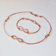 Komplet biżuterii miedzianej - kolczyki i wisiorek z miedzi /3/ symbol nieskończoności