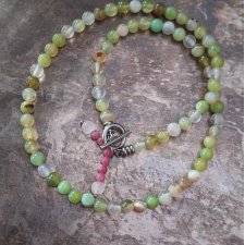 Choker agat zielony z rodonitem