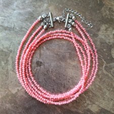 Kolia z naturalnego koralu różowego 3 sznury