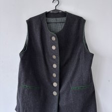 Elegancka wełniana kamizelka z austriackiej wełny & kaszmiru, klasyczne guziki, kieszenie, r. 48 4XL
