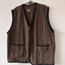 żakardowa kamizelka unisex john slim w odcieniach brązu z kieszeniami 48 4Xl