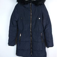 H&M ocieplana kurtka z kapturem dark navy 32 / XXS