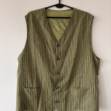zielona damska kamizelka w paski z lnu i wiskozy, elegancka lekka vintage Xl xxl