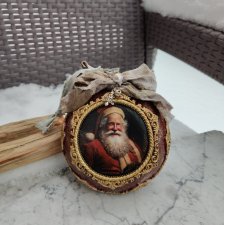 Bombka świąteczna z wizerunkiem Świętego Mikołaja w stylu vintage