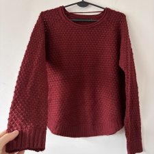 Bordowy sweter Vero Moda • gruby splot • miękki akryl • klasyczny krój M L