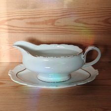 Sosjerka biała że złoceniami Sorau vintage