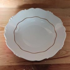 Talerz obiadowy głęboki biały ze złoceniami Sorau vintage