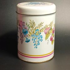 Metalowa puszka kwiaty wisteria vintage