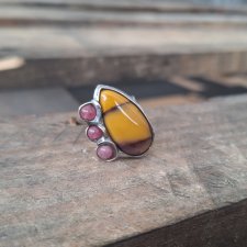 Jaspis i turmalin - pierścionek regulowany