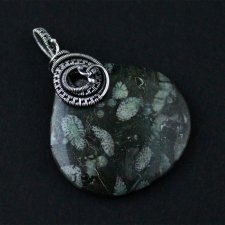 Amelia - duży srebrny wisior wire-wrapping i agat mszysty