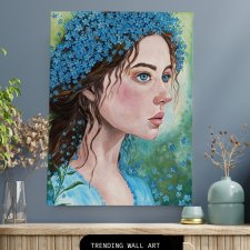 "Dziewczyna w niezapominajkach" 50x70 obraz strukturalny na płótnie
