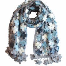 szal  vintage wełna ażurowy dziergany